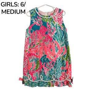 Lilly Pulitzer Delia Shift Dress Lets Cha Cha Turquoise Size 6 Bows